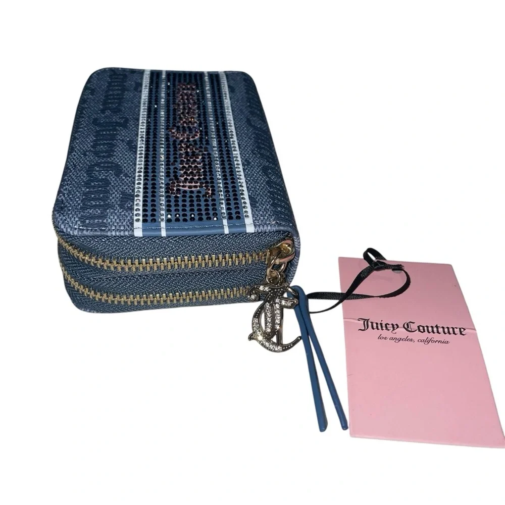 Juicy Couture Denim Blue Double Zip-Around Wallet